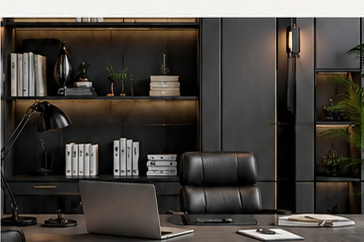 Contemporary executive office interior representing business leadership and structured decision making